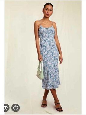 Rouje Blue Floral Slip Midi Dress - Women